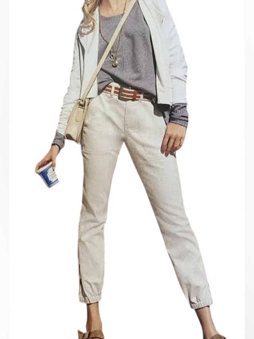 CABI style #6264 The Compass Pants light beige/off white jogger pants size 6